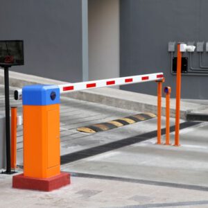 Automatic barrier gate with RFID Card dispenser system for car parking.