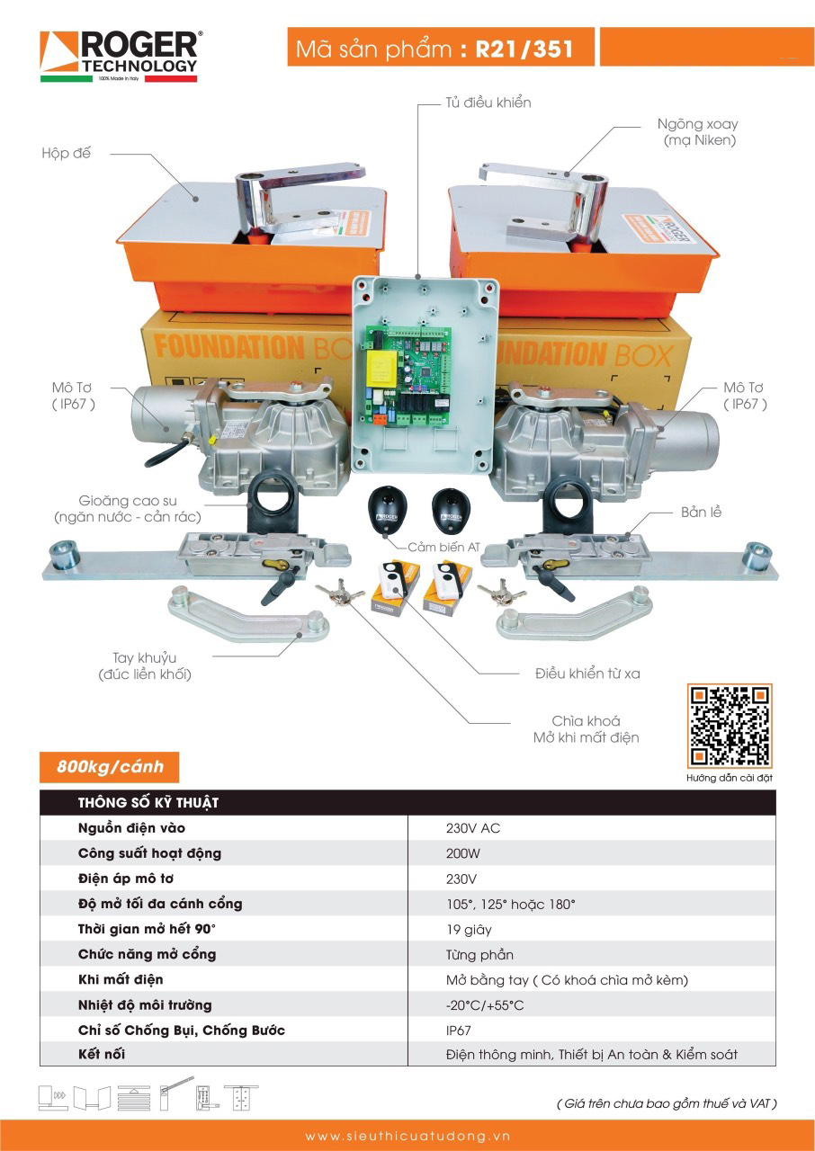 MOTOR CỔNG ÂM SÀN R21/351+